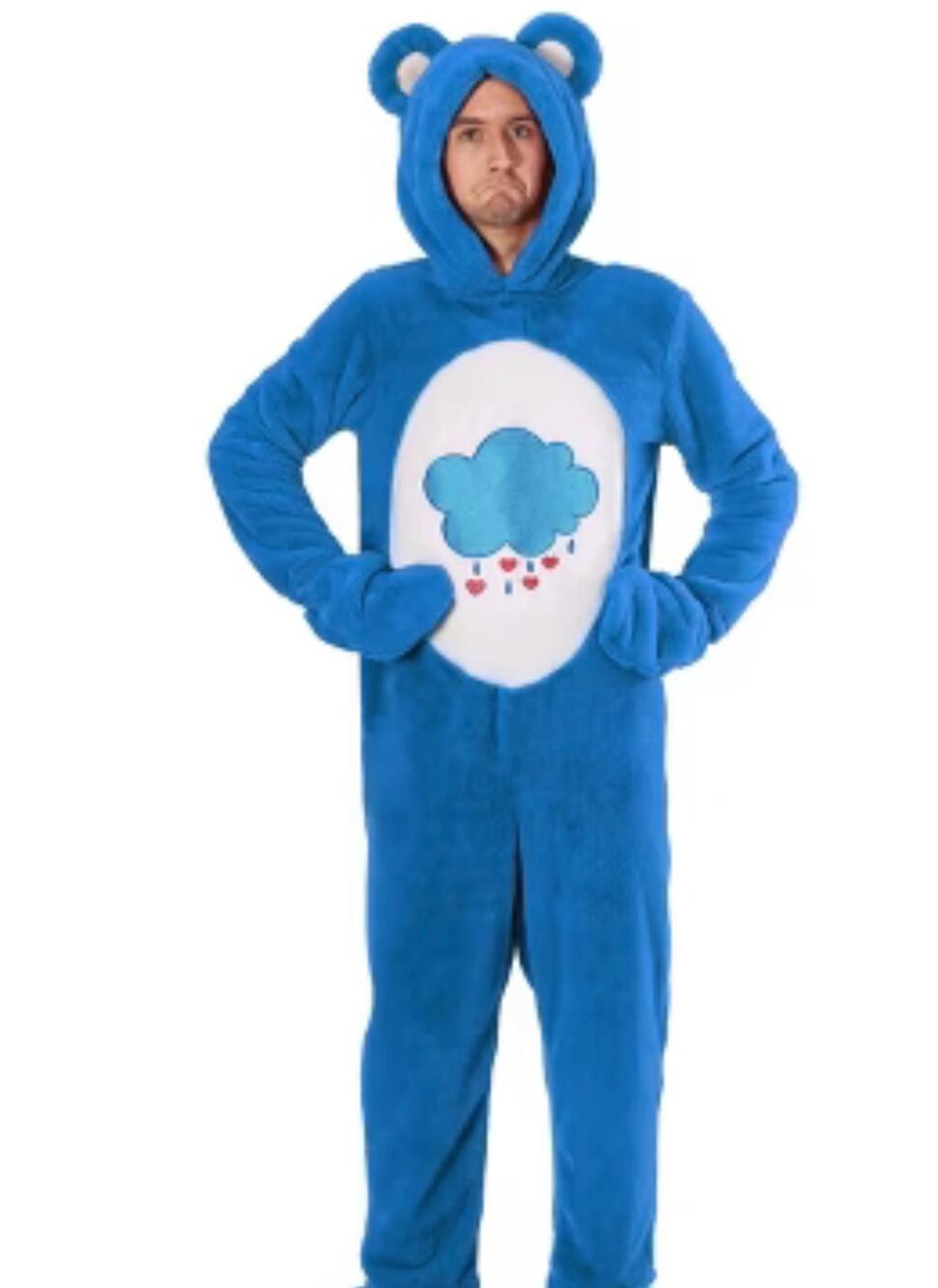 Care Bears Blue Bear Adult Costume Size Small Plush Hooded Jumpsuit